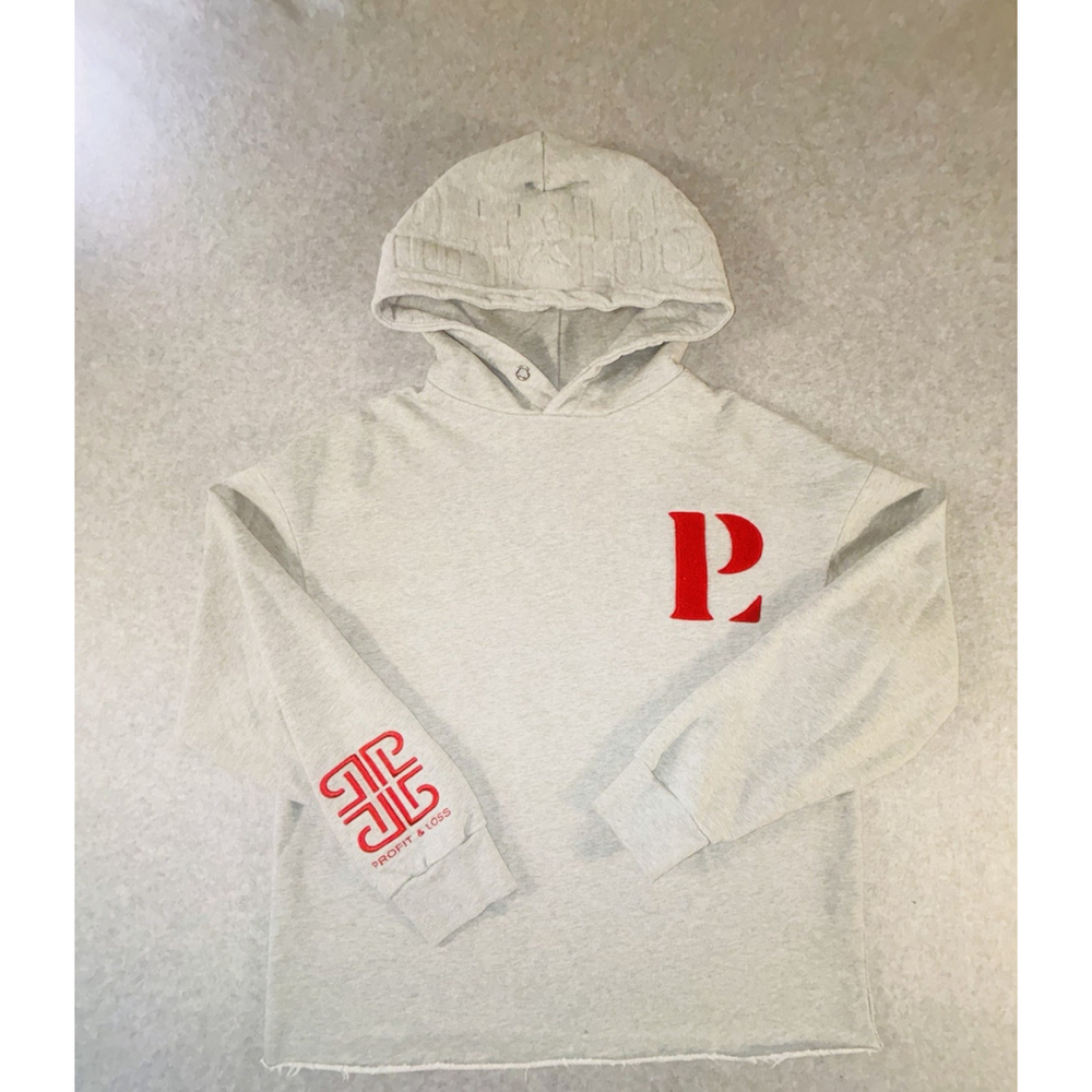 Profit‎ & Loss Hoodie Small Cropped Gray Red Logo Streetwear P&L